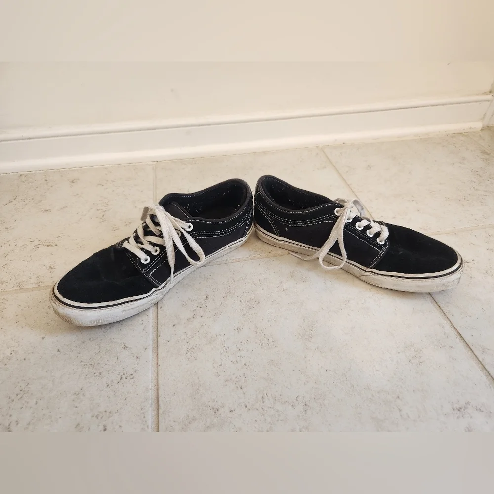 Black White Canvas Sneaker Shoe‎ VANS Mens Size 8.5 READ